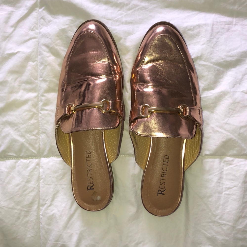 Rose Gold Metallic Mules